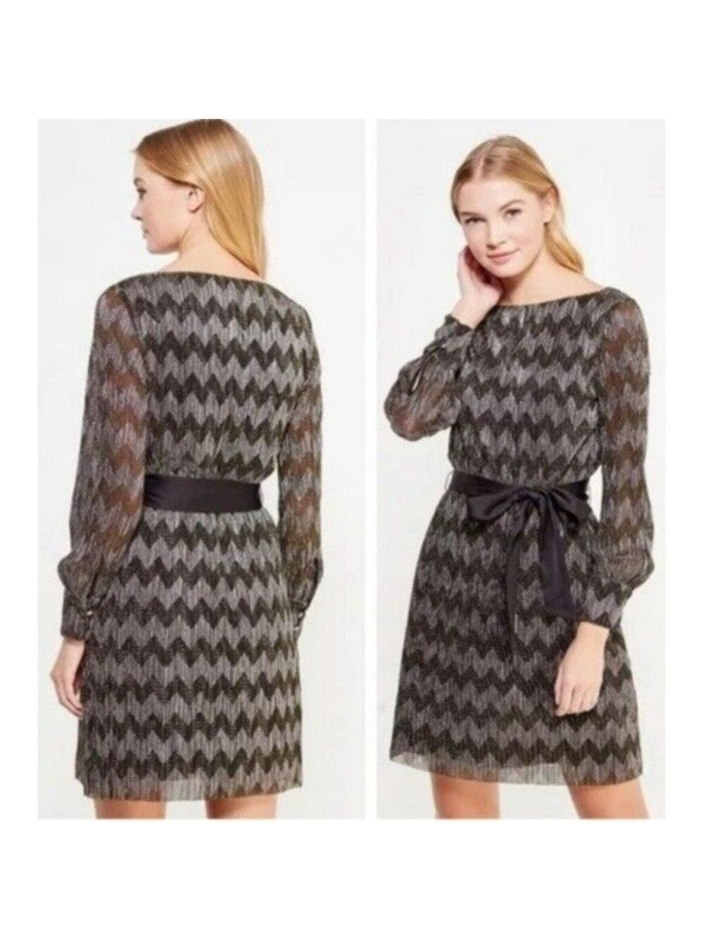 NWT Banana Republic Black Metallic Shimmer Chevron Dress